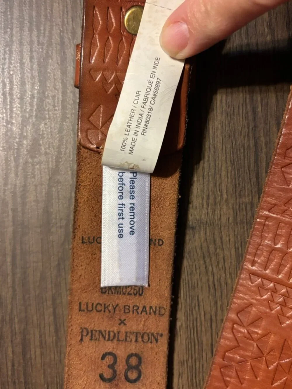 Lucky Brand x Pendleton Tooled Leather Belt Western Aztec men's 38 vintage style